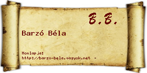 Barzó Béla névjegykártya